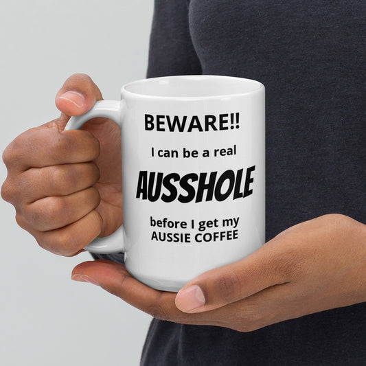 AUSSHOLE White glossy mug