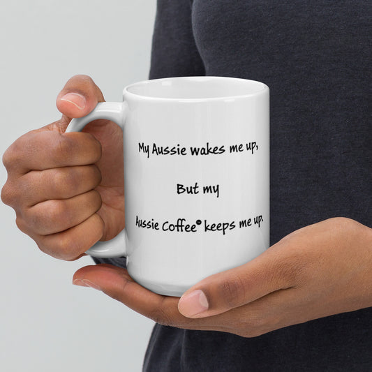 WAKE UP White glossy mug